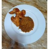 Chicken Wings, Jollof Rice and water