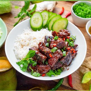 Caramel Pork Served With Rice