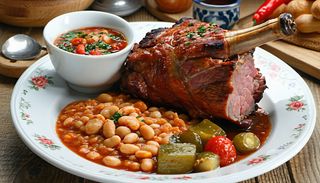 Ciolan de porc cu fasole si muraturi