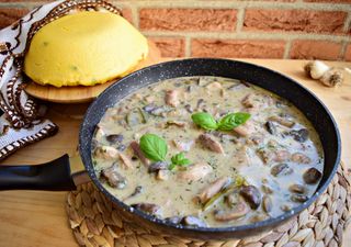 Ciulama de pui cu ciuperci si mamaliguta