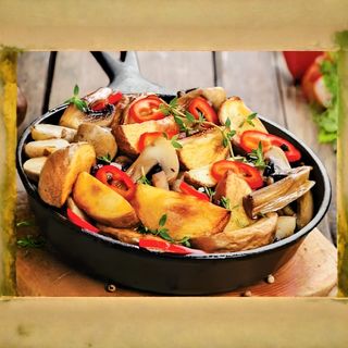 Homemade potato with mushrooms