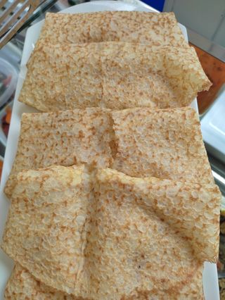 Crepe de puerro y gamba