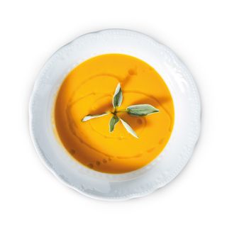Vellutata di zucca e porri con riso Venere