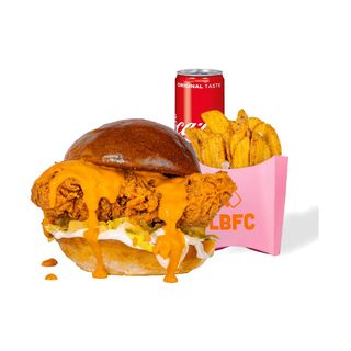 Menu | Hot Buffalo Burger, Fries Crispers 130g, Soft Drink