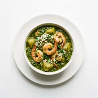 Gamberi con spinaci