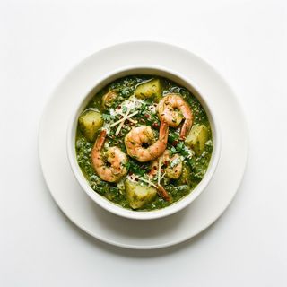 Gamberi con spinaci