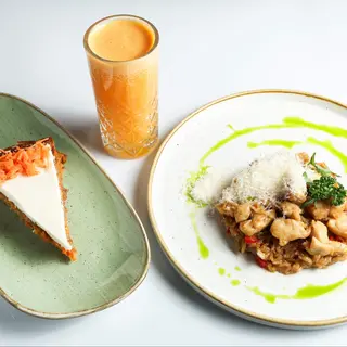 Teryaki rice & Carrot cake & Citrus reset