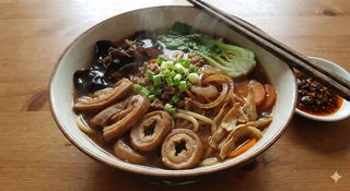 Pasta con stomaco e intestino di maiale