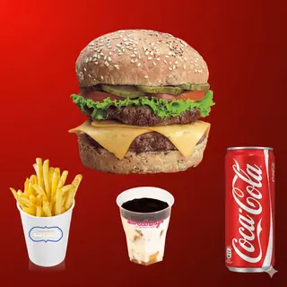 Cheese Burger + Frites + Tiramisu + Boisson Coca-Cola