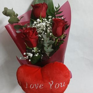 Ramo de 3 rosas con peluche