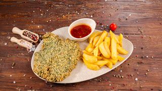 Șnițel cu spanac și cartofi