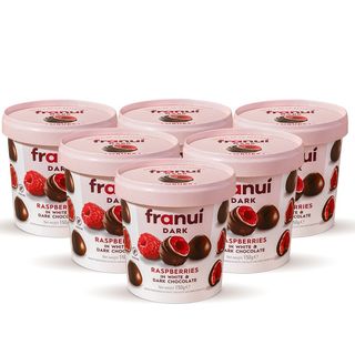 6x ფრანუი: ჟოლო ამოვლებული შავ და თეთრ შოკოლადში; 150 გრამი