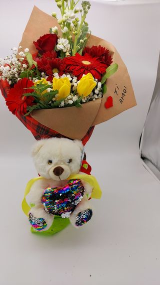 Bouquet ti amo e peluche 