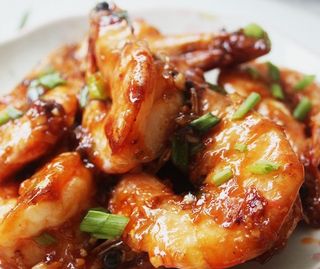 Gamberi al cipollotto 葱烧大虾