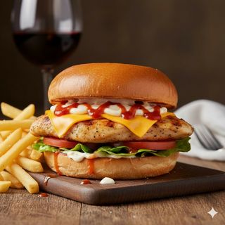 Menú hamburguesa de pollo y queso