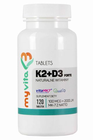 Witamina K2 MK-7 K2MK7 + D3 100mcg+2000IU 120 tabletek MyVita
