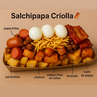 Salchipapa criolla 