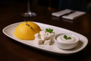 Mămăligă cu brânză și smântână