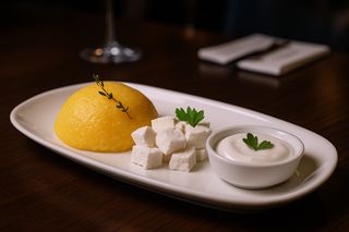 Mămăligă cu brânză și smântână