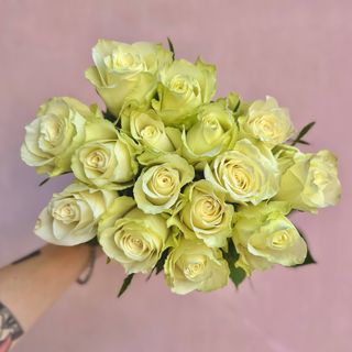 15 білих троянд