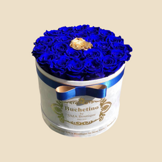 Cutie Rotunda Cu Trandafiri Criogenati Albastru