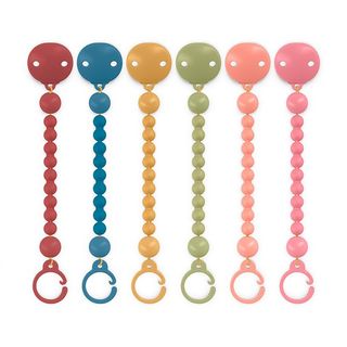 Suavinex, Broche Chupete Bolitas Silicona. Cadena Para Chupete De Bolitas Silicona. Una Única Pieza, +0 Meses, Colores Intense Surtido