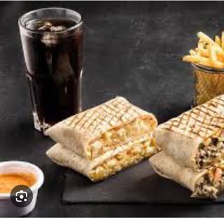 Menu taco de pollo con ptata e bebida