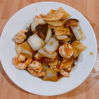 80. Gambas Con Bambú Y Setas Chinas