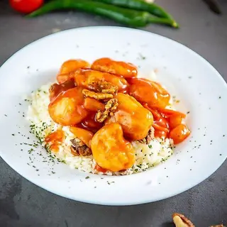 Honey walnut shrimp and rice