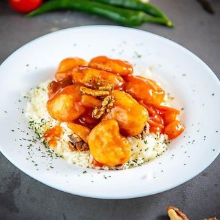 Honey walnut shrimp and rice