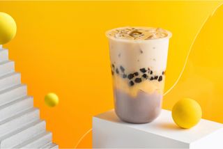 Té con leche y tapioca, puding,  gelatina de hierba (700 Ml.)