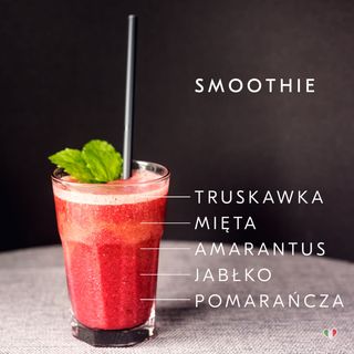 Smoothie truskawka, mięta, amarantus, jabłko, pomarańcza 350ml