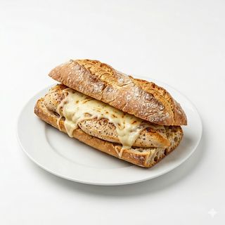 Bocadillo Pechuga Y Queso Con Pan Rústico