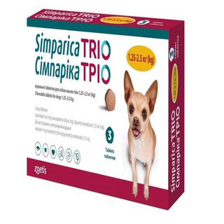Сімпаріка ТРІО для собак 2,5-5кг, 1 таблетка