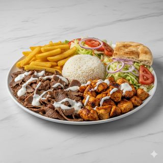 Plato Ternera O Pollo Con Patatas Y Arroz