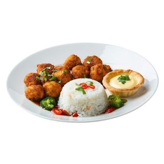 Aaloo Tikki Mas Arroz Con Pollo Y Postre