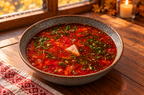 Борщ з копченою грушею, квасолею яською, та свининою (395 г)