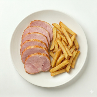 Jamón Asado Con Patatas Fritas