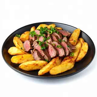 Carne de Shawarma con patatas y salsa de yogurt