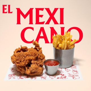 Pollo Frito EL MEXICANO + Patatas Fritas + Salsa