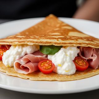 Stracciatella di burrata, prosciutto crudo, pomodorini