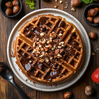 Waffle al cioccolato con granella di nocciola