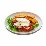 Milanesa a la napolitana con patatas fritas