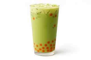 Iced Vanila Matcha Latte with Melon flavour pearls