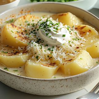 Cartofi cu telemea și smântână