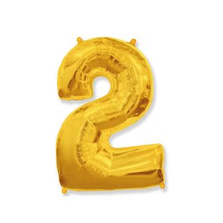 Balon Gold cu heliu cifra 2