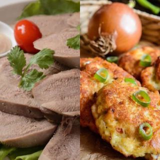 Деруни з цибулі під яловичим язиком