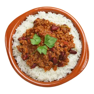 Carne con chilli y arroz