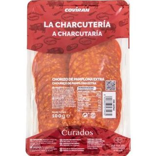 Chorizo lonchas sobre