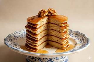 Desayuno De Tortitas Con Miel Y Nueces